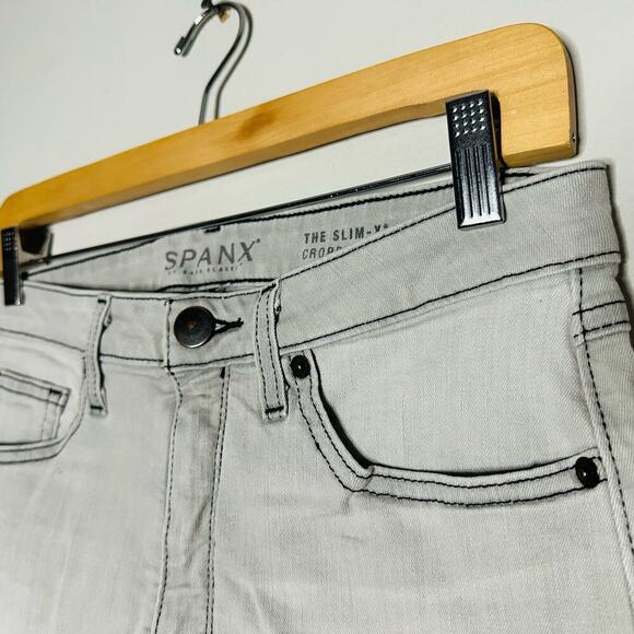 SPANX Women's Gray Ultra Light Wash Denim The Slim-X Cropped Jeans Size 29 - Picture 5 of 10